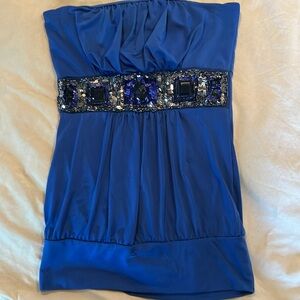 Wet Seal strapless blue sequin Top